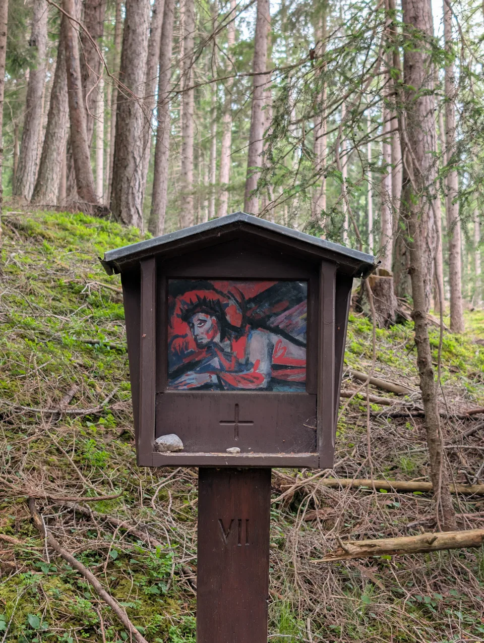 Station VII of the Stations of the Cross along the pilgrim path