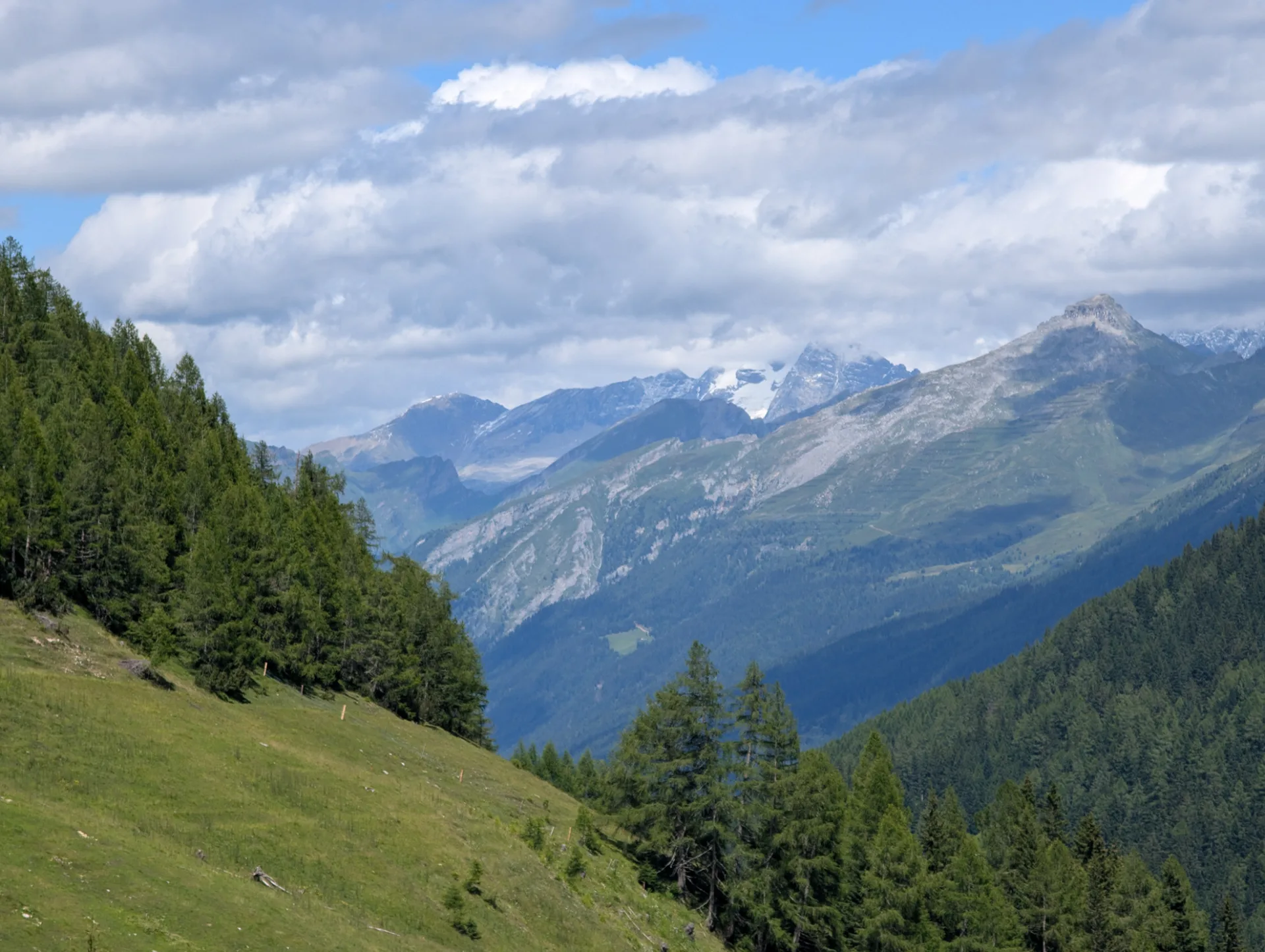Mountain panorama with glacier towards the south