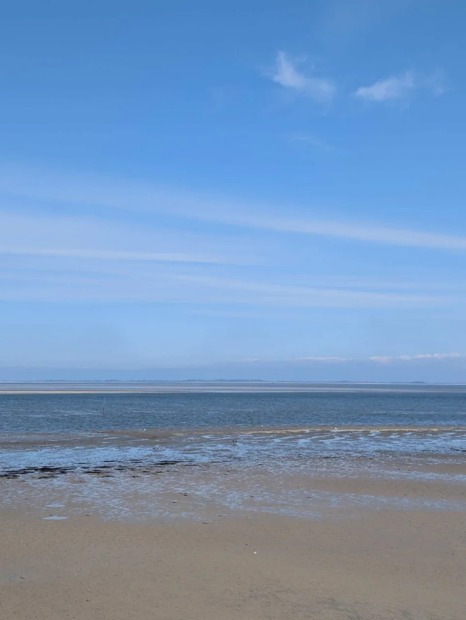 Amrum's vast Kniepsand — a beach kilometres wide under a high sky.