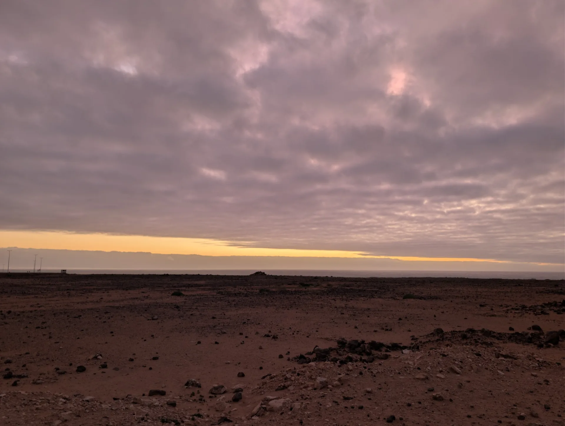After sunset: the last light over the lava.