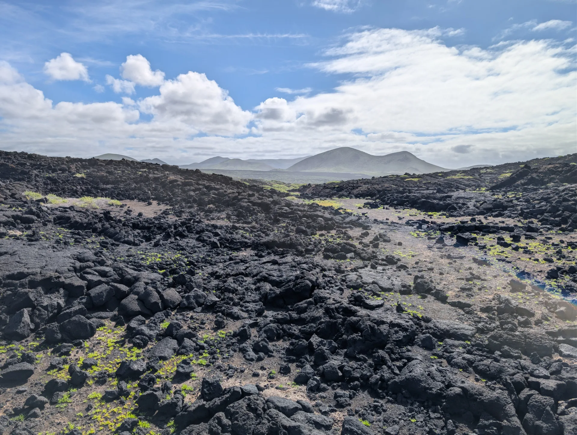 Endless lava fields run all the way to the sea.