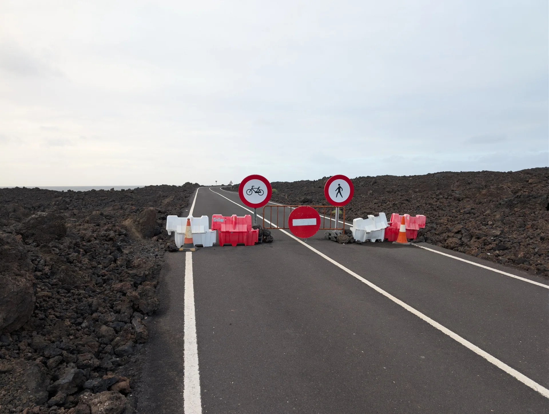 A closed road section along the way.