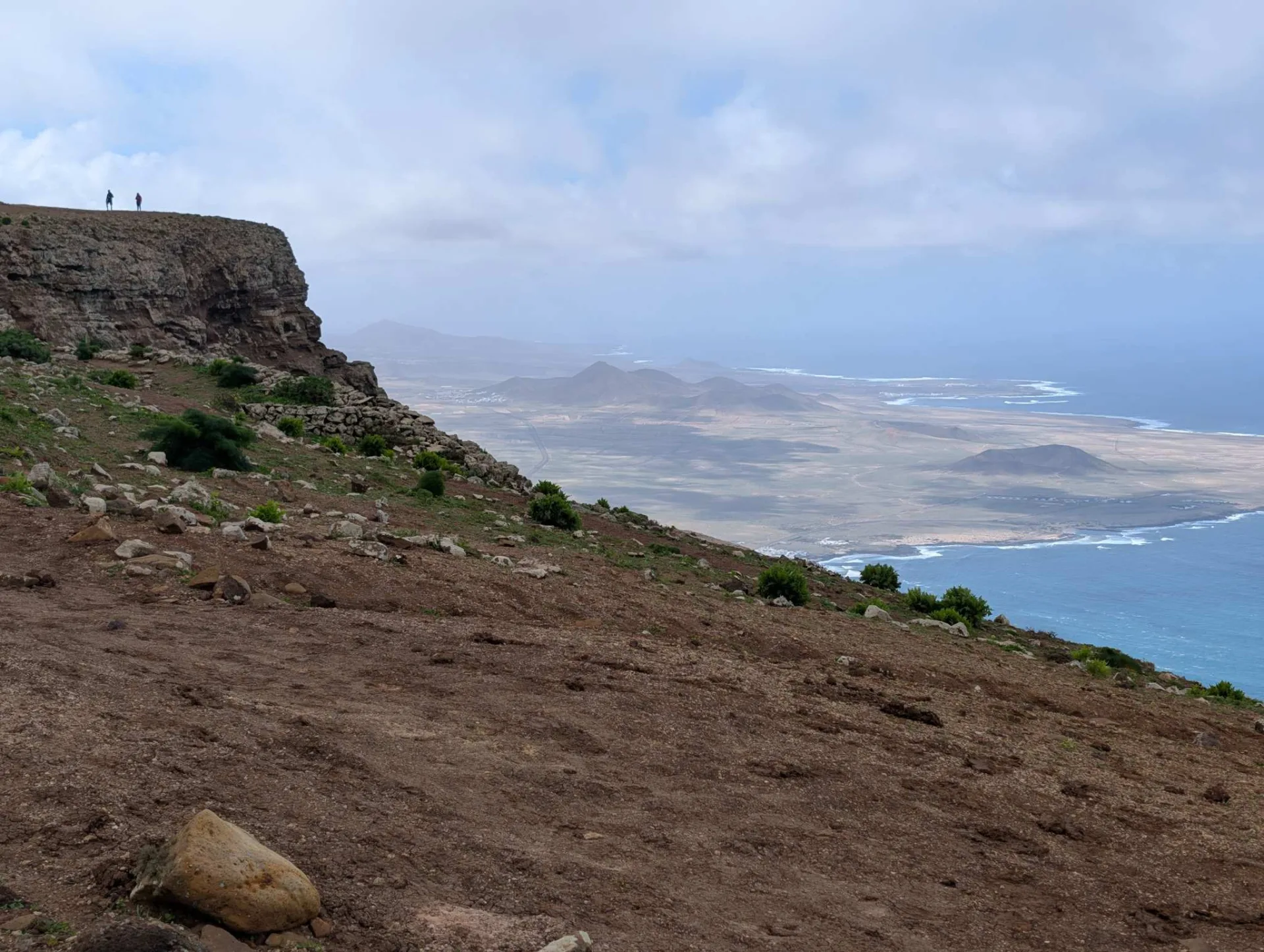 The crest of the Famara cliffs, several hundred metres above the Atlantic.