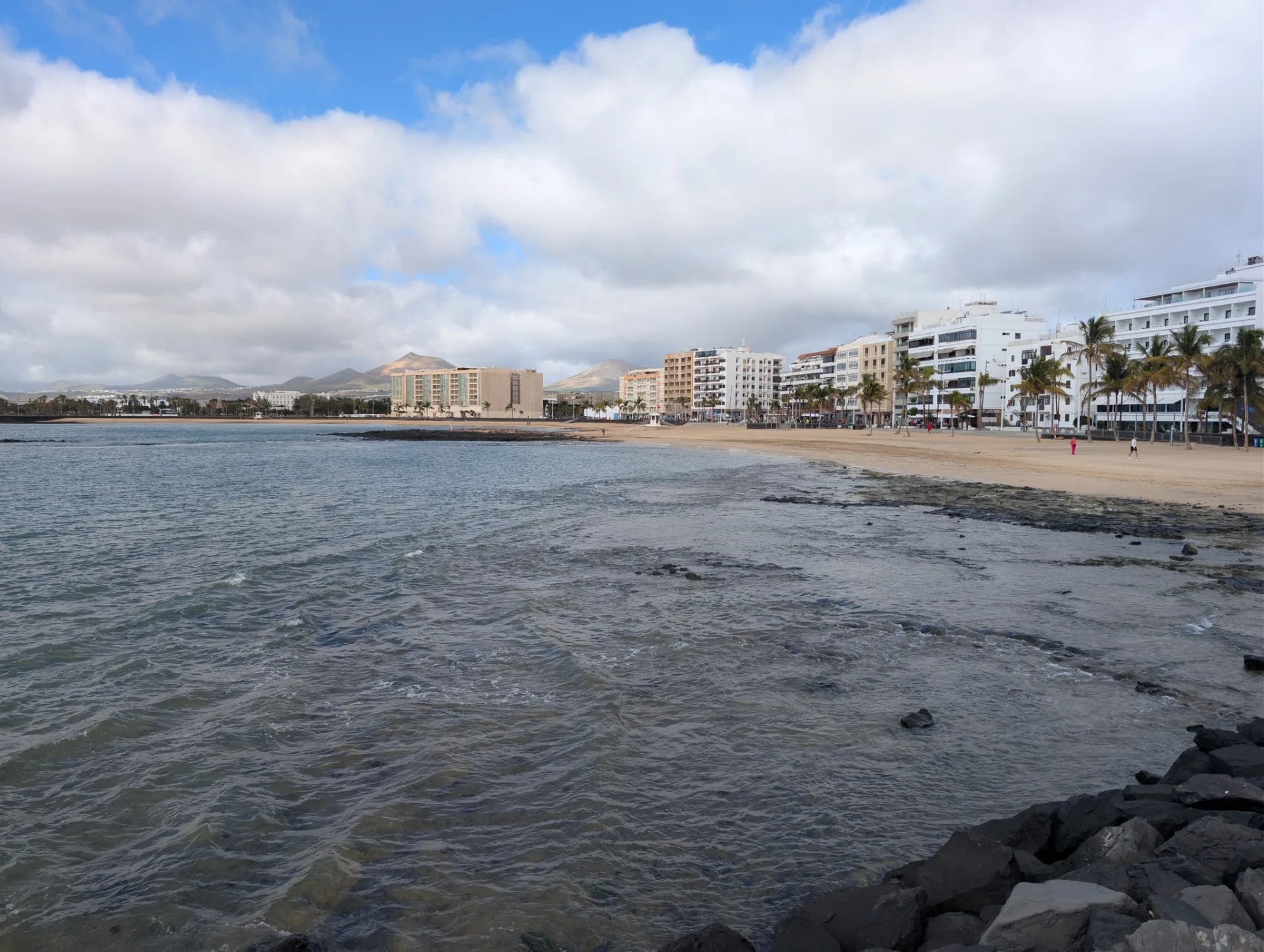 Arrecife's waterfront with its white houses.