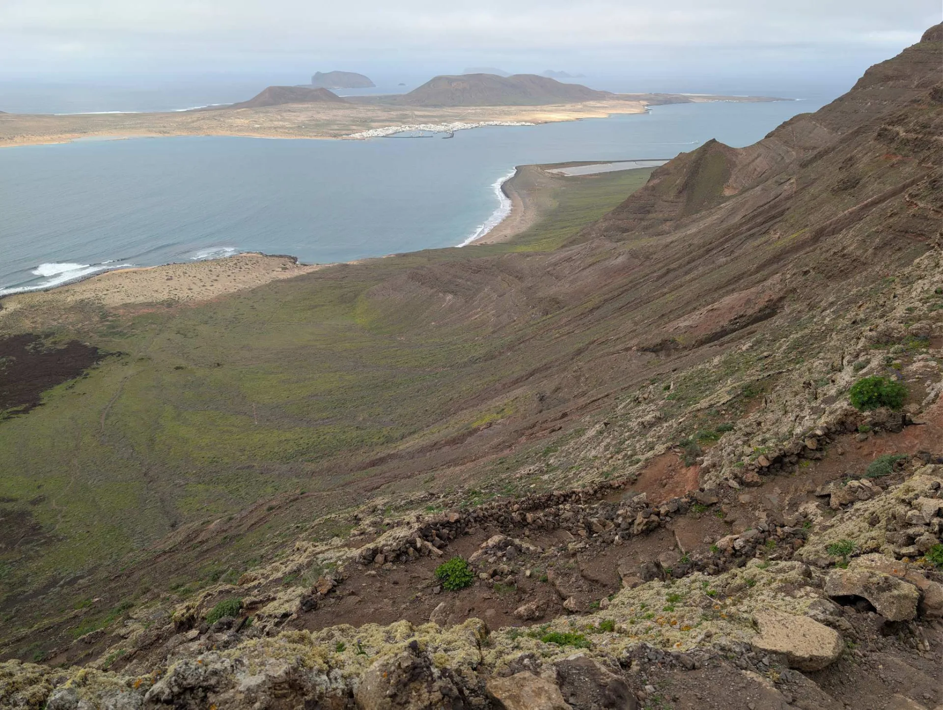 From the Risco de Famara down to the long beach and La Graciosa.