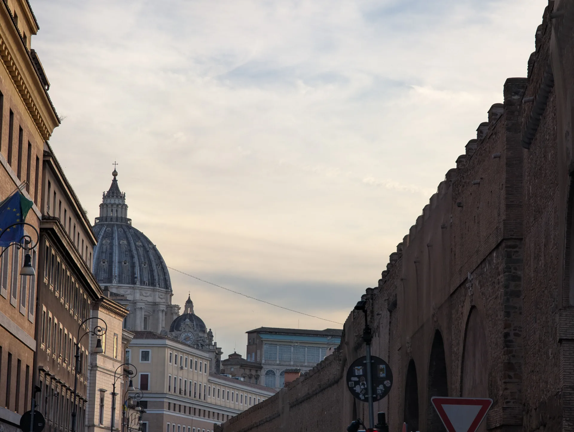 St. Peter's dome above the Vatican wall