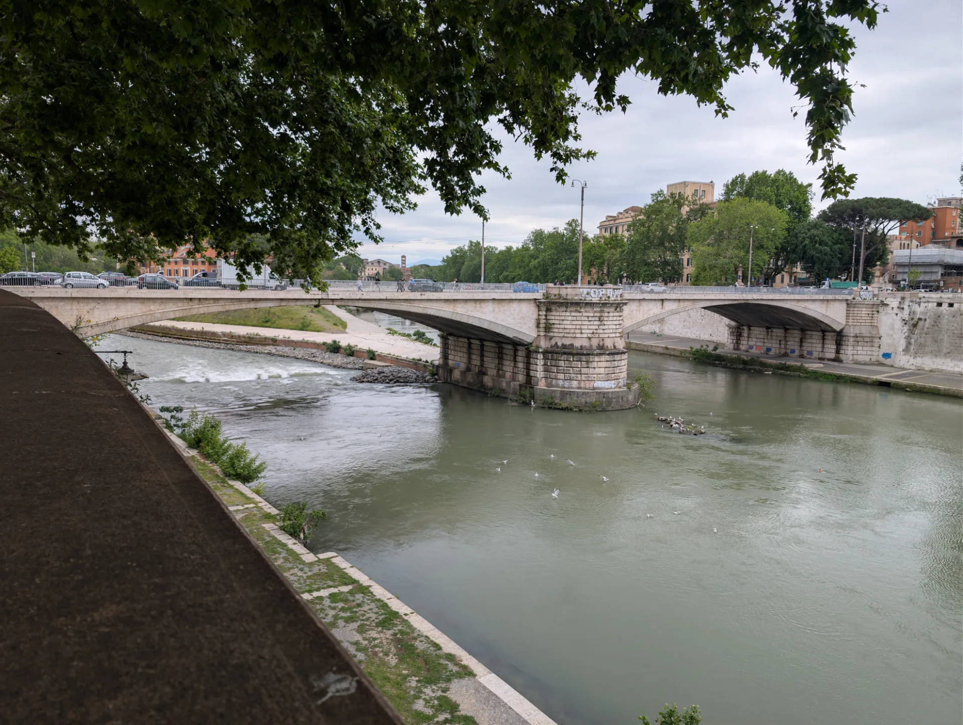 One of the Tiber bridges — a classic two-arch span